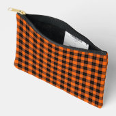 Bold Orange and Black Buffalo Plaid Zubehörtasche (Offen)