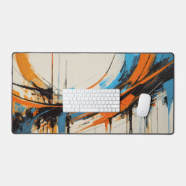 Bold Orange Blue Sweeping Lines Mid Century Schreibtischunterlage