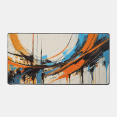 Bold Orange Blue Sweeping Lines Mid Century Schreibtischunterlage (Vorderseite)