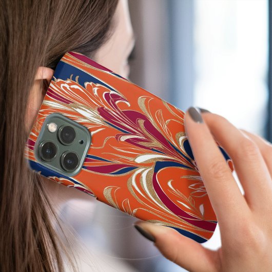 Bold Orange Boho Floral iPhone 16 Fall Case-Mate iPhone Hülle