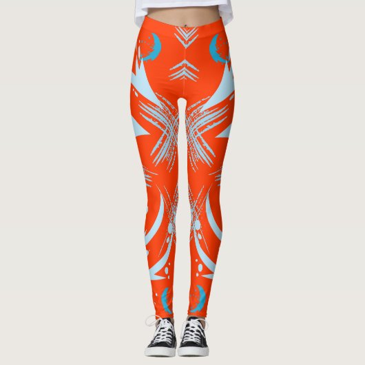 Bold Orange Dragon Slash Pattern Leggings (Vorderseite)