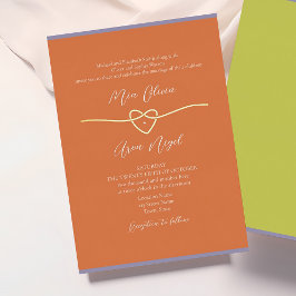 Bold Orange Gold Heart Wedding Folieneinladung