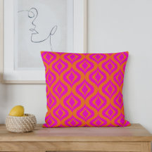 Bold Orange Hot Pink Summer Ikat Ogee Art Muster