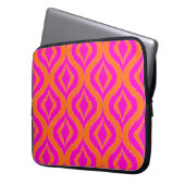 Bold Orange Hot Pink Summer Ikat Ogee Art Muster Laptopschutzhülle (Vorderseite Links)