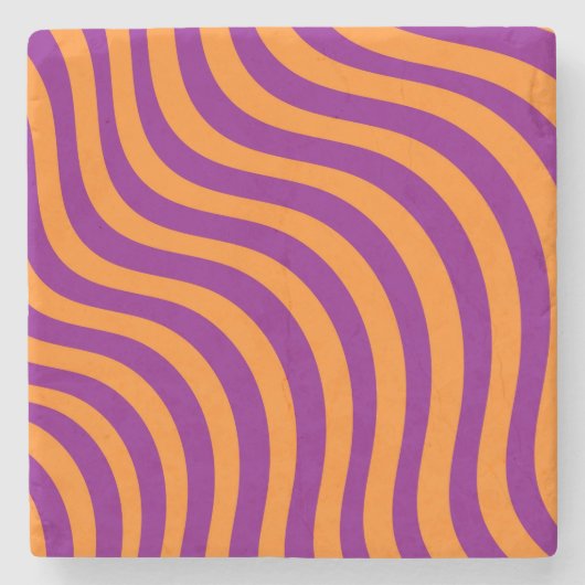 Bold Orange Lila Zebra Strip Spring Summer Steinuntersetzer (Vorderseite)