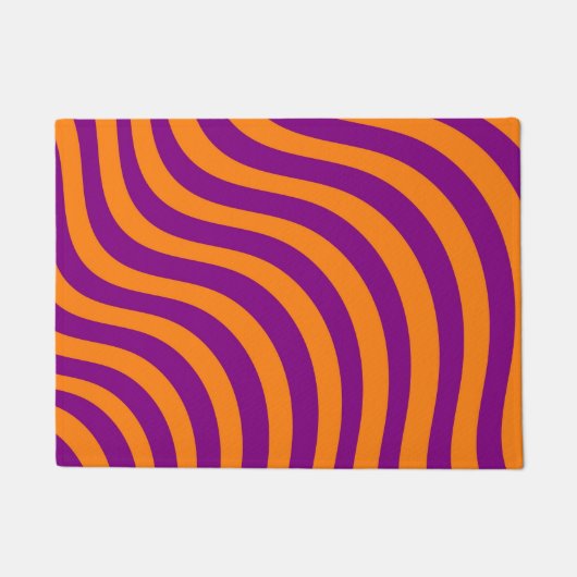 Bold Orange Lila Zebra Stripe Modern Entryway Fußmatte (Vorderseite)