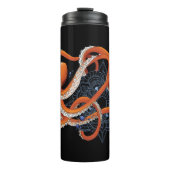 Bold Orange Mesmerizing Octopus Mandala  Thermosbecher (Vorderseite)