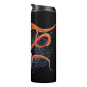 Bold Orange Mesmerizing Octopus Mandala  Thermosbecher (Nach rechts gedreht)