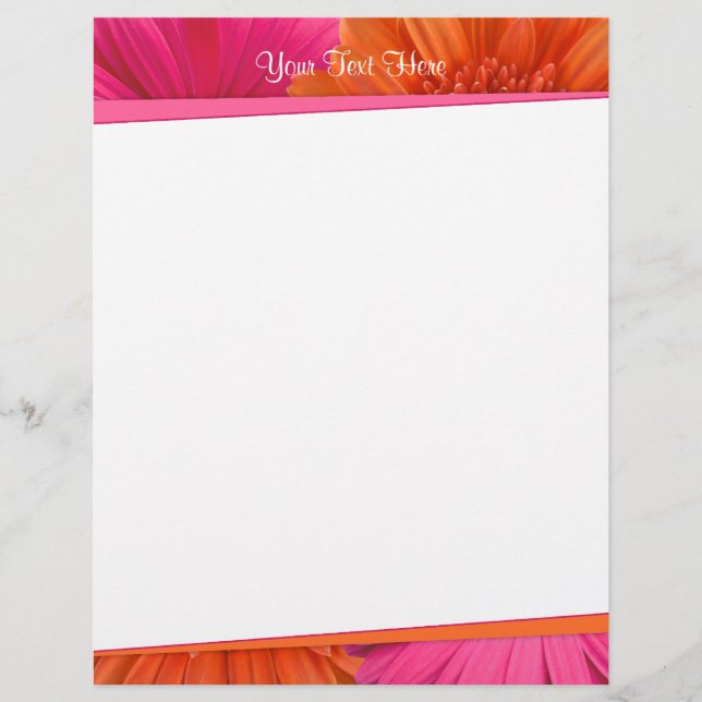Bold Orange Pink Gerbera Daisy Letterhead (Vorderseite)