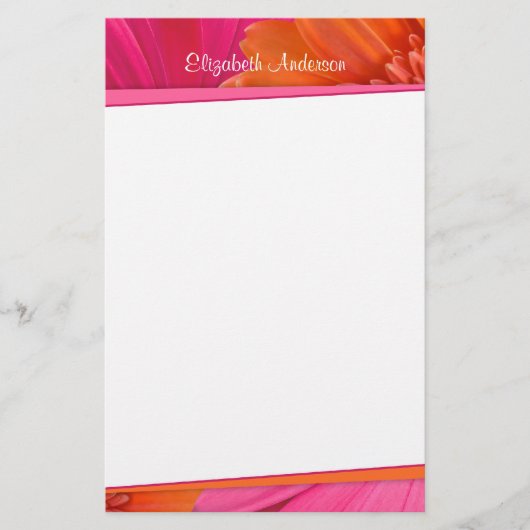 Bold Orange Pink Gerbera Daisy Stationery Briefpapier (Vorderseite)