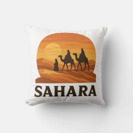Bold Orange Retro Vector Sahara Sunset Camel Kissen