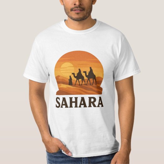 Bold Orange Retro Vector Sahara Sunset Camel T-Shirt (Vorderseite)