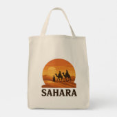 Bold Orange Retro Vector Sahara Sunset Camel Tragetasche (Rückseite)