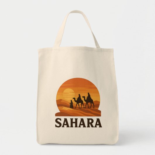 Bold Orange Retro Vector Sahara Sunset Camel Tragetasche (Vorne)