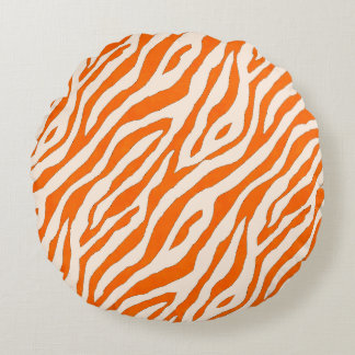 Bold Orange Tiger Stripe Pattern Rundes Kissen