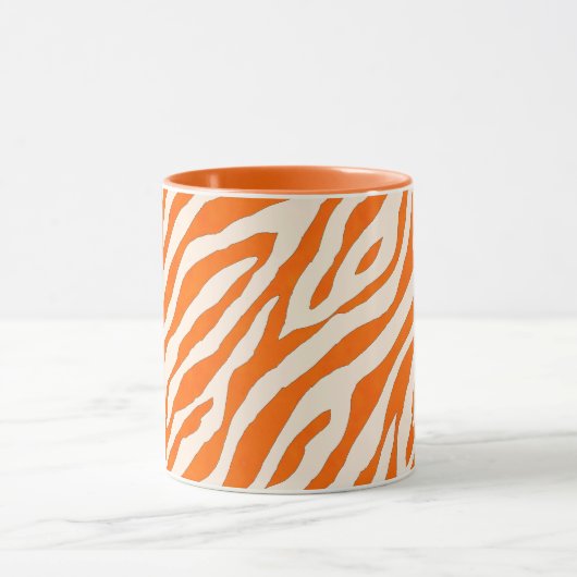 Bold Orange Tiger Stripe Pattern Tasse (Zentrum)