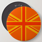 Bold Orange Union Jack British Flag Swag Button (Vorne & Hinten)