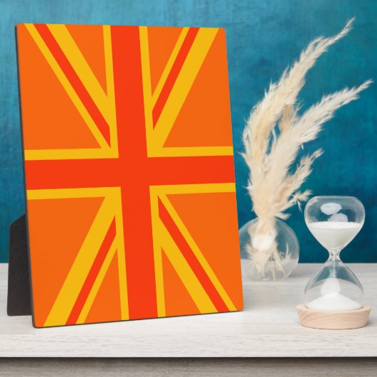 Bold Orange Union Jack British Flag Swag Fotoplatte (Seite)