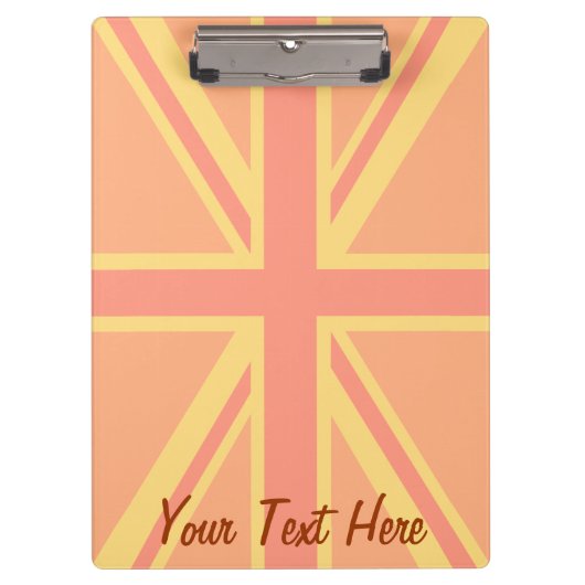 Bold Orange Union Jack British Flag Swag Klemmbrett (Vorderseite)