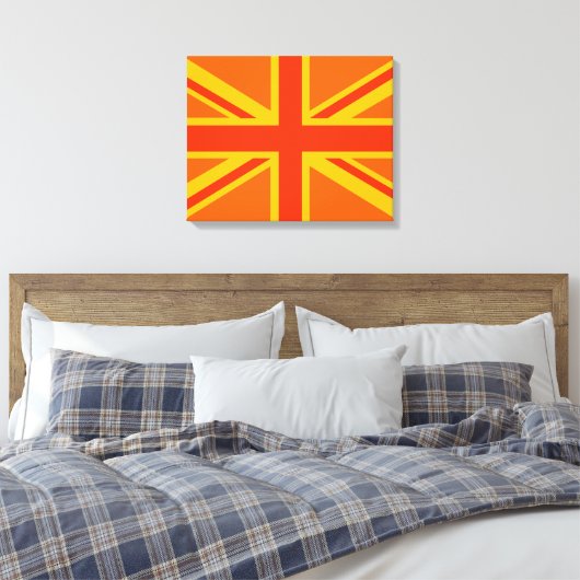 Bold Orange Union Jack British Flag Swag Leinwanddruck (Insitu (Schlafzimmer))
