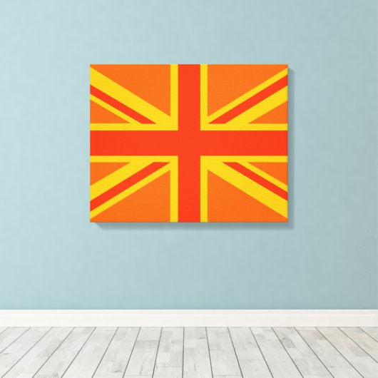 Bold Orange Union Jack British Flag Swag Leinwanddruck (Insitu (Holzboden))