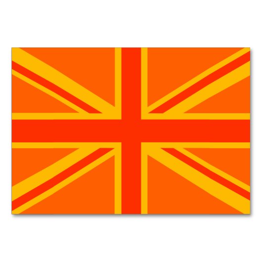 Bold Orange Union Jack British Flag Swag Tischnummer (Vorderseite)