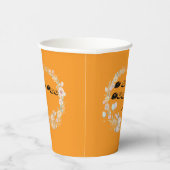 Bold Orange Watercolor Bunny Large Wreath Pappbecher (Rechts)