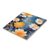 Bold Orange Watercolor Floral Fliese (Seite)