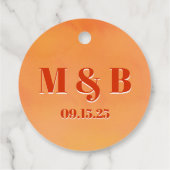 Bold Orange Watercolor Sunset Monogram Wedding Geschenkanhänger (Rückseite)