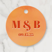 Bold Orange Watercolor Sunset Monogram Wedding Geschenkanhänger (Vorderseite)