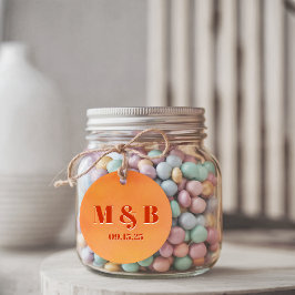 Bold Orange Watercolor Sunset Monogram Wedding Geschenkanhänger