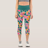 Bold Outline Rose Love Capri Leggings (Vorderseite)