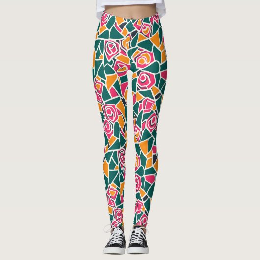Bold Outline Rose Love Leggings (Vorderseite)
