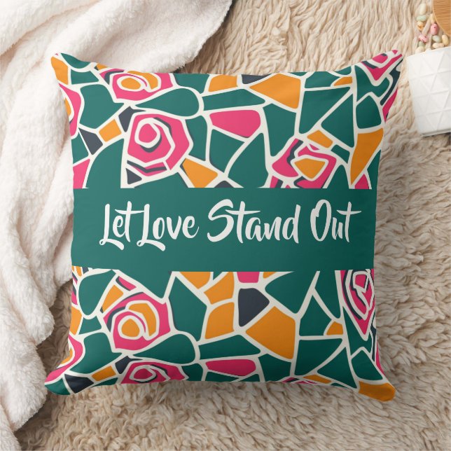 Bold Outline Rose Love - Let love stand out Kissen (Decke)