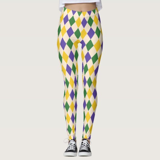 Bold Papaya Harlequin Karo Pattern Leggings (Vorderseite)