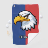 Bold Patriotic Cartoon Eagle Golfhandtuch (Insitu)