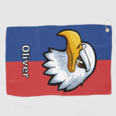 Bold Patriotic Cartoon Eagle Golfhandtuch (Horizontal)