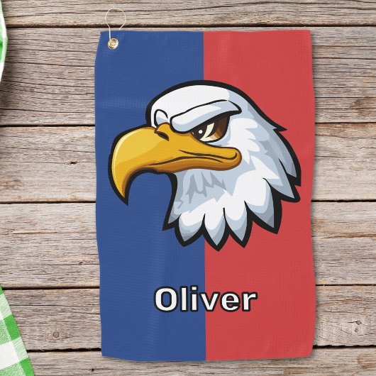Bold Patriotic Cartoon Eagle Golfhandtuch