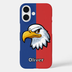 Bold Patriotic Cartoon Eagle Personalisiert iPhone 16 Hülle