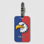 Bold Patriotic Cartoon Eagle Personalisiert Gepäckanhänger (Vorderseite Vertikal)