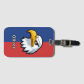 Bold Patriotic Cartoon Eagle Personalisiert Gepäckanhänger (Vorderseite (Horizontal))