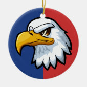 Bold Patriotic Cartoon Eagle Personalisiert Keramik Ornament (Vorne)