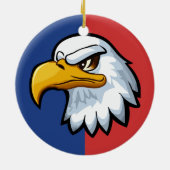 Bold Patriotic Cartoon Eagle Personalisiert Keramik Ornament (Hinten)