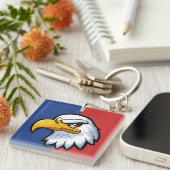 Bold Patriotic Cartoon Eagle Personalisiert Schlüsselanhänger (Vorderseite rechts)