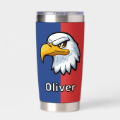 Bold Patriotic Cartoon Eagle Personalisiert Thermobecher (Rückseite)