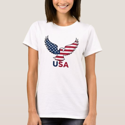 Bold Patriotic Eagle and Flag Design for America T-Shirt (Vorderseite)