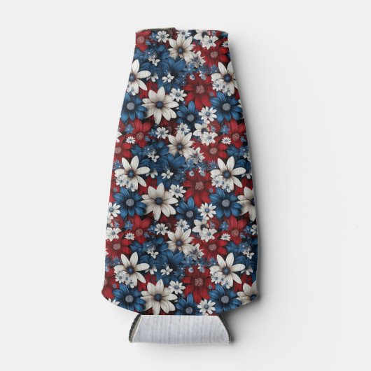 Bold Patriotic Floral Pattern Flaschenkühler (Vorderseite)