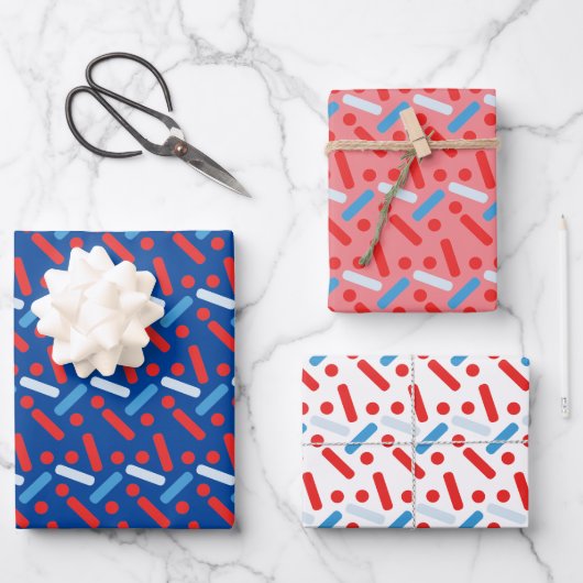 Bold Patriotic Stars Sprinkles Geschenkpapier Set (Vorderseite)