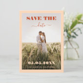 Bold Peach & Terracotta 2 Foto Einfache Hochzeit Save The Date (Stehend Vorderseite)