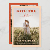 Bold Peach & Terracotta 2 Foto Einfache Hochzeit Save The Date (Vorne/Hinten)